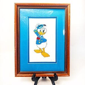 Vintage Donald Duck Framed Needlepoint Cross Stitch Nursery Decor